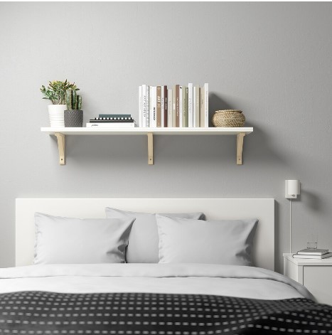 KỆ TƯỜNG KẾT HỢP BERGSHULT / SANDSHULT IKEA - TRẮNG/CÂY DƯƠNG 120x30 cm