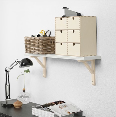 KỆ TƯỜNG KẾT HỢP BERGSHULT / SANDSHULT IKEA - TRẮNG/CÂY DƯƠNG 80x20 cm