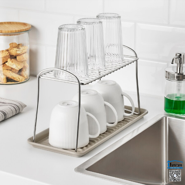 KỆ ÚP CỐC VÄLVÅRDAD IKEA - Màu inox 13x32 cm