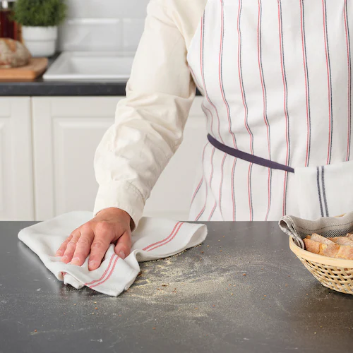 KHĂN LAU NHÀ BẾP HILDEGUN IKEA - TRẮNG/ĐỎ 45x60 cm