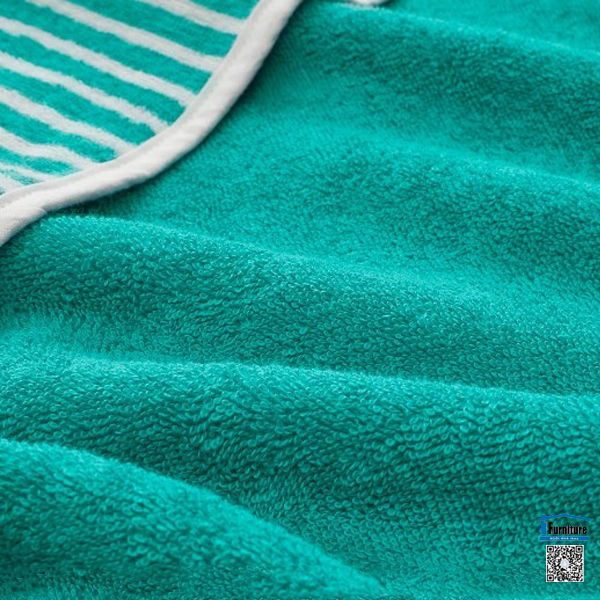 KHĂN TẮM TRẺ EM CÓ MŨ TRÙM ĐẦU RÖRANDE IKEA - Màu xanh lá cây/sọc (80x80cm)