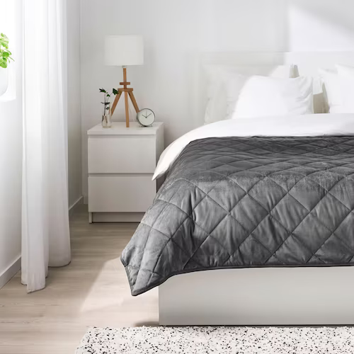 KHĂN TRẢI GIƯỜNG MJUKPLISTER IKEA - XÁM ĐEN 260x250 cm
