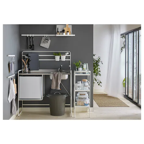 KHUNG GIÁ NHÀ BẾP MINI CÓ VÒI NƯỚC SUNNERSTA IKEA - TRẮNG 112x56x139 cm