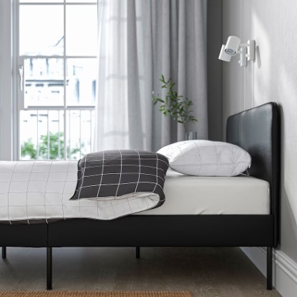 KHUNG GIƯỜNG BỘC NỆM SLATTUM IKEA - ĐEN 180x200 cm