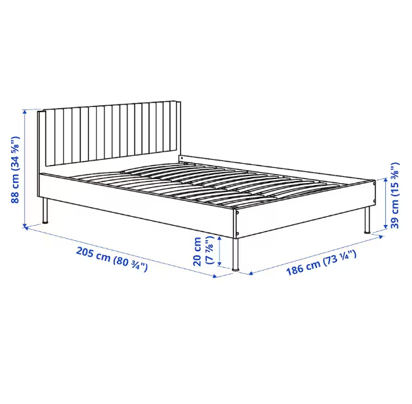 BỘ NỘI THẤT PHÒNG NGỦ BRUKSVARA IKEA - NÂU 180x200 cm