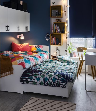 KHUNG GIƯỜNG CÓ GẦM VÀ KHO NGĂN KÉO SLÄKT IKEA - TRẮNG 90x200 cm