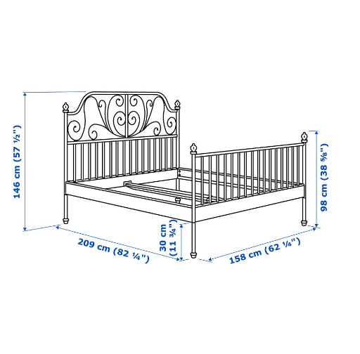 KHUNG GIƯỜNG LEIRVIK IKEA - TRẮNG 150x200 cm