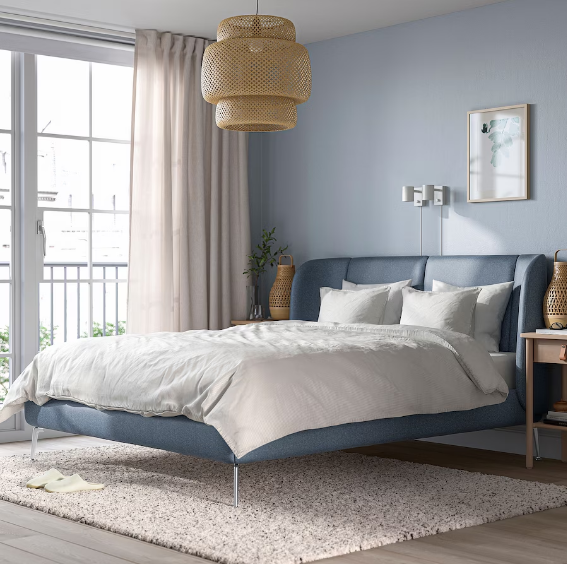 KHUNG GIƯỜNG BỌC NỆM TUFJORD IKEA - XÁM XANH 180x200 cm