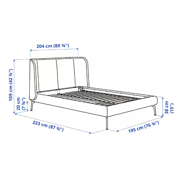 KHUNG GIƯỜNG BỌC NỆM TUFJORD IKEA - XANH ĐẬM 180x200 cm