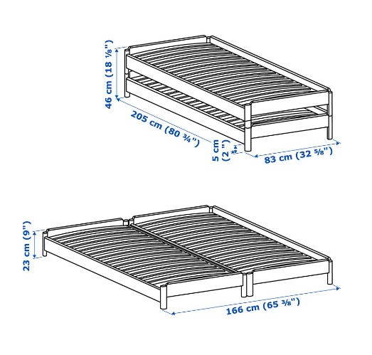 KHUNG GIƯỜNG XẾP UTÅKER IKEA - GỖ THÔNG 80x200 cm