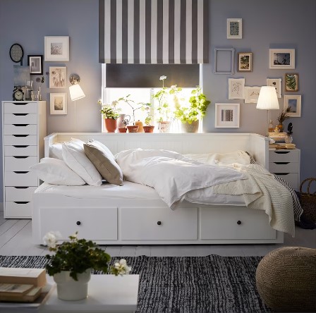 KHUNG GIƯỜNG ĐA NĂNG 3 NGĂN KÉO HEMNES IKEA - TRẮNG 80x200 cm