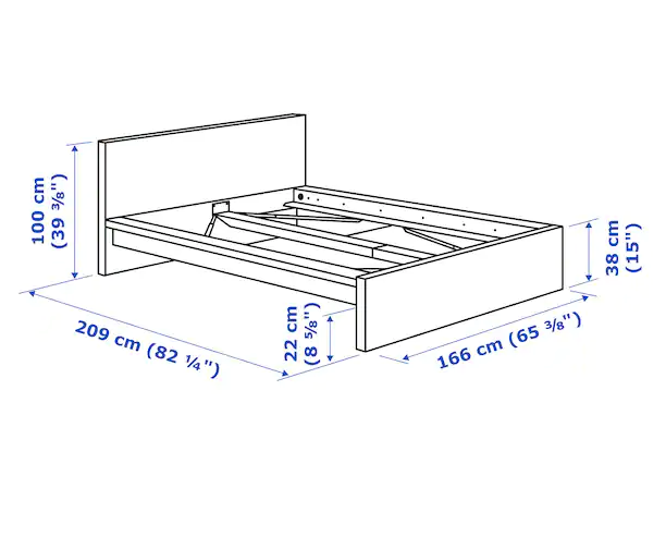 KHUNG GIƯỜNG GẦM CAO MALM IKEA- SỒI TRẮNG 150x200 cm
