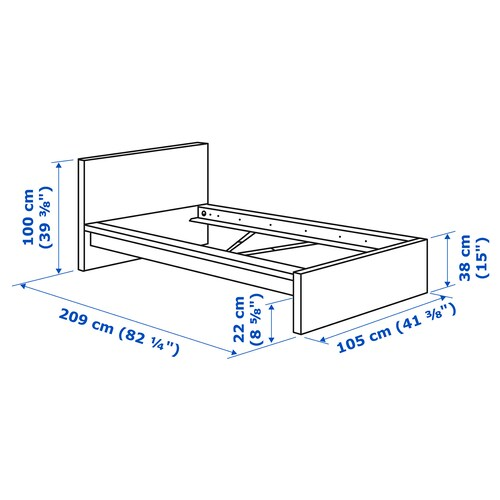 KHUNG GIƯỜNG GẦM CAO MALM IKEA- TRẮNG 90x200 cm