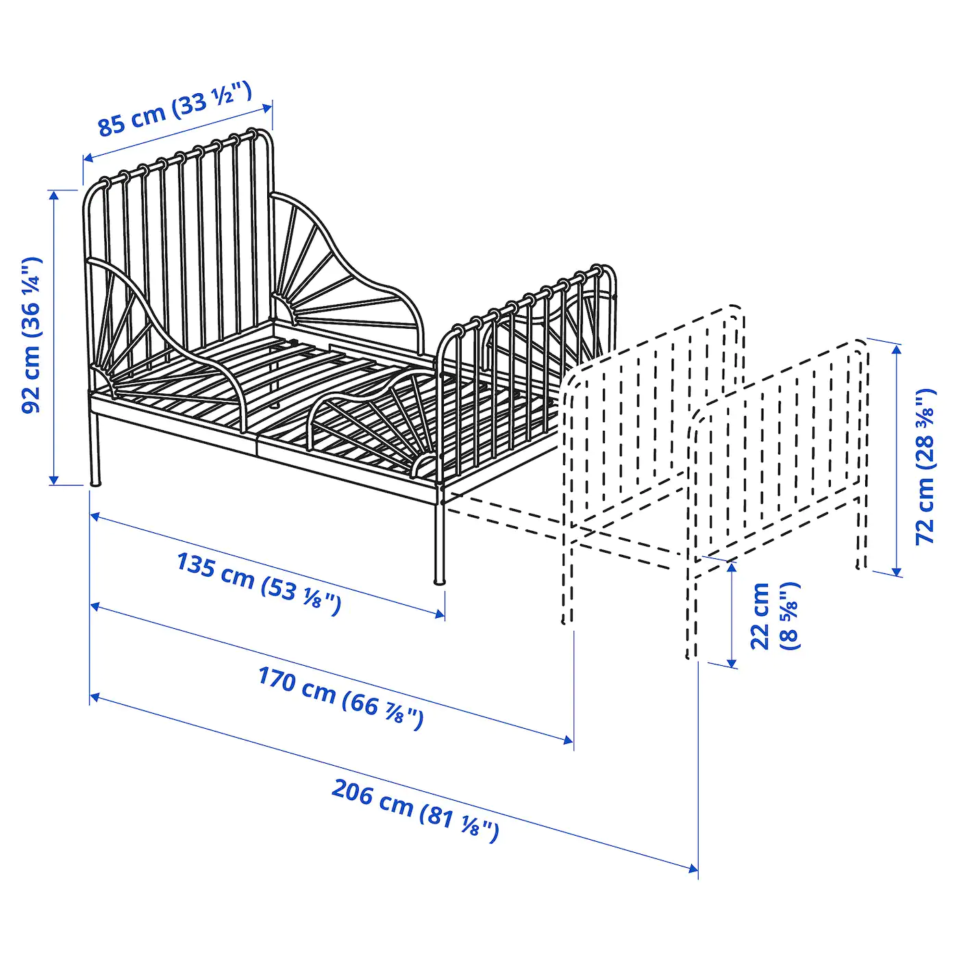 KHUNG GIƯỜNG MỞ RỘNG MINNEN IKEA - HỒNG 80x200 cm