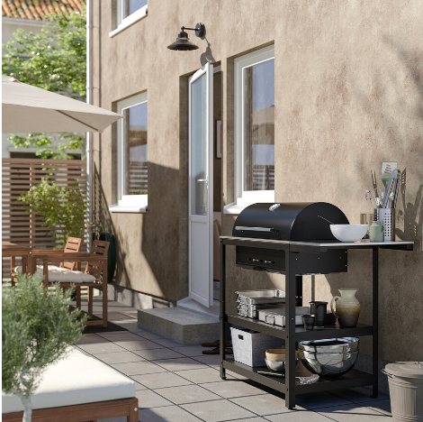 LÒ NƯỚNG THAN CÓ BÀN PHỤ GRILLSKÄR IKEA 93/116x61 cm