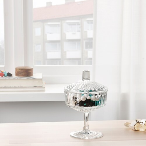 LY BÁT THỦY TINH CÓ NẮP SÄLLSKAPLIG IKEA 10cm