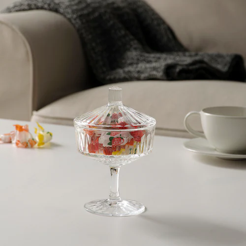 LY BÁT THỦY TINH CÓ NẮP SÄLLSKAPLIG IKEA 10cm
