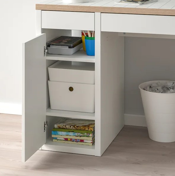 BÀN HỌA TIẾT KẺ MICKE IKEA - TRẮNG 105x50 cm