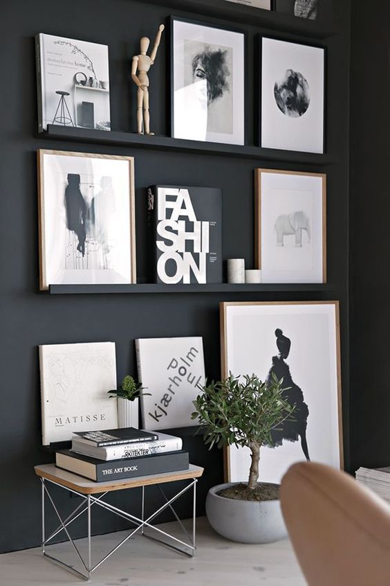 KỆ TREO TƯỜNG ĐỂ TRANH ẢNH MOSSLANDA IKEA - ĐEN 115 cm