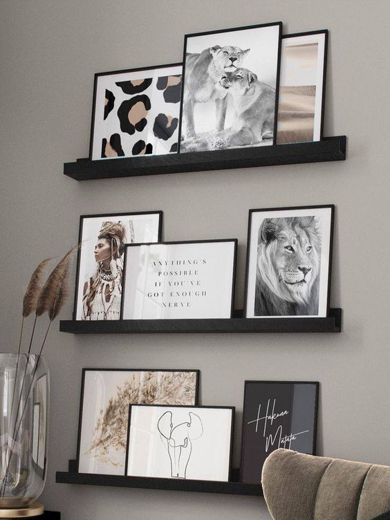 KỆ TREO TƯỜNG ĐỂ TRANH ẢNH MOSSLANDA IKEA -  ĐEN 55 cm