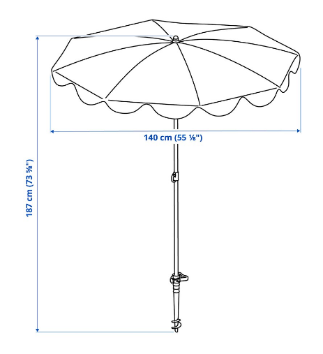 Ô CHE NẮNG STRANDÖN IKEA - VÀNG CHẤM BI 140 cm