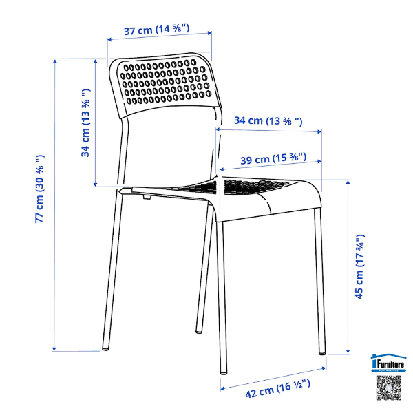 BỘ BÀN 4 GHẾ PHÒNG ĂN SANDSBERG / ADDE IKEA - ĐEN 110x67 cm