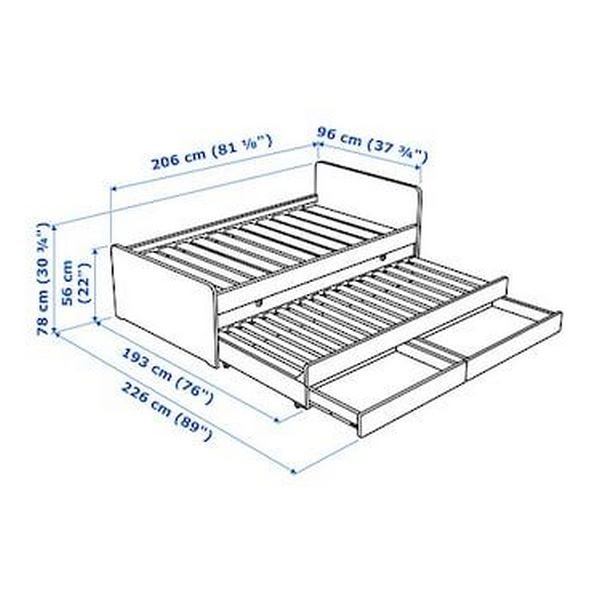 KHUNG GIƯỜNG CÓ GẦM VÀ KHO NGĂN KÉO SLÄKT IKEA - TRẮNG 90x200 cm