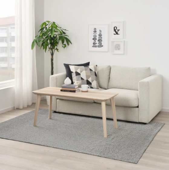 THẢM TIPHEDE IKEA - Màu  đen dệt phẳng / tự nhiên (155x220 cm)