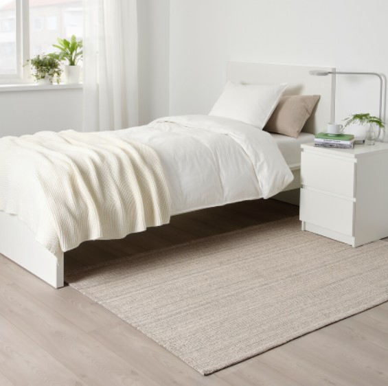 THẢM TIPHEDE IKEA - Màu vải dệt tự nhiên / đen (120x180 cm)