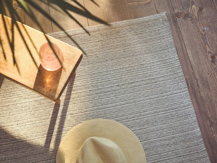THẢM TIPHEDE IKEA - Màu vải dệt tự nhiên / đen (120x180 cm)
