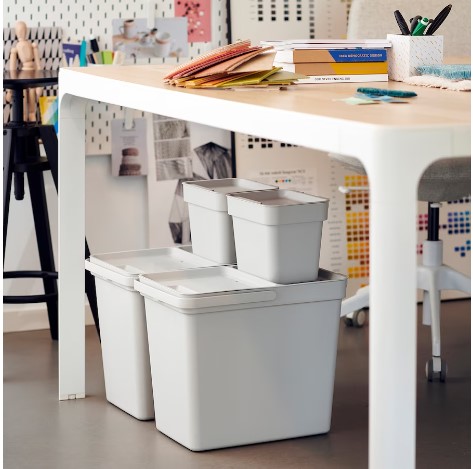 THÙNG ĐỰNG RÁC CÓ NẮP HÅLLBAR IKEA - XÁM NHẠT 22L