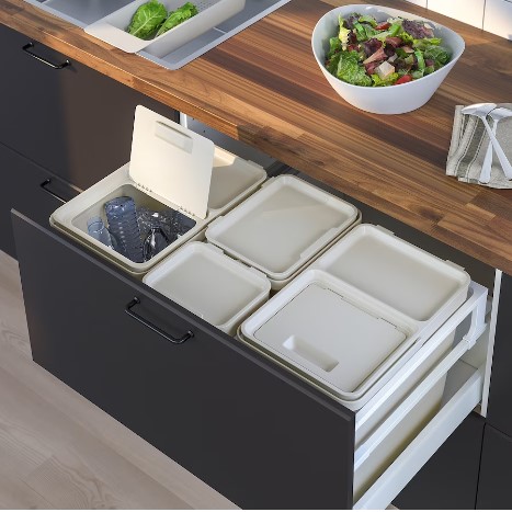 THÙNG ĐỰNG RÁC CÓ NẮP HÅLLBAR IKEA - XÁM NHẠT 22L