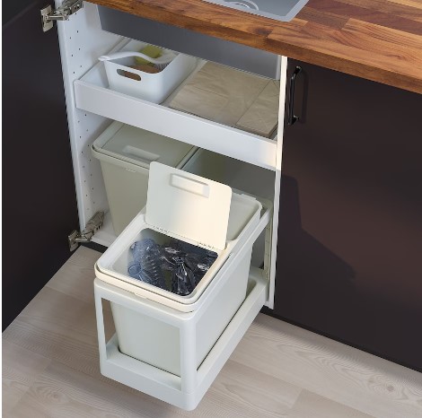 THÙNG ĐỰNG RÁC CÓ NẮP HÅLLBAR IKEA - XÁM NHẠT 22L