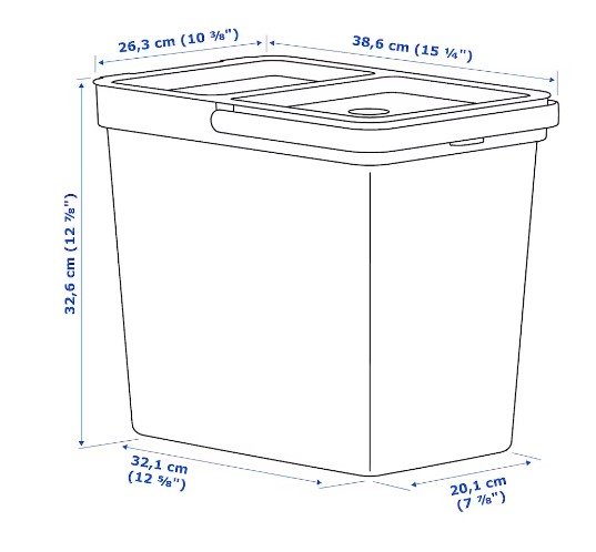 THÙNG ĐỰNG RÁC CÓ NẮP HÅLLBAR IKEA - XÁM NHẠT 22L