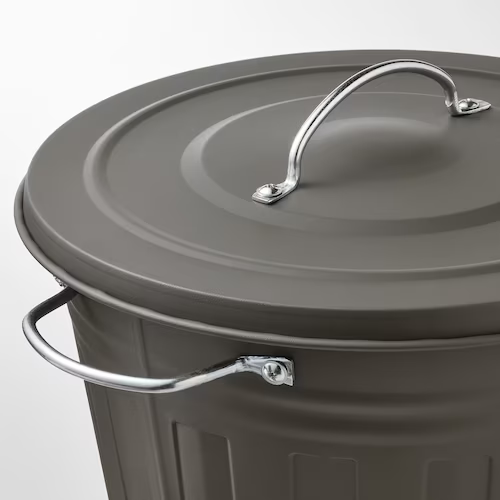 THÙNG CÓ NẮP KNODD IKEA - XÁM 16 L