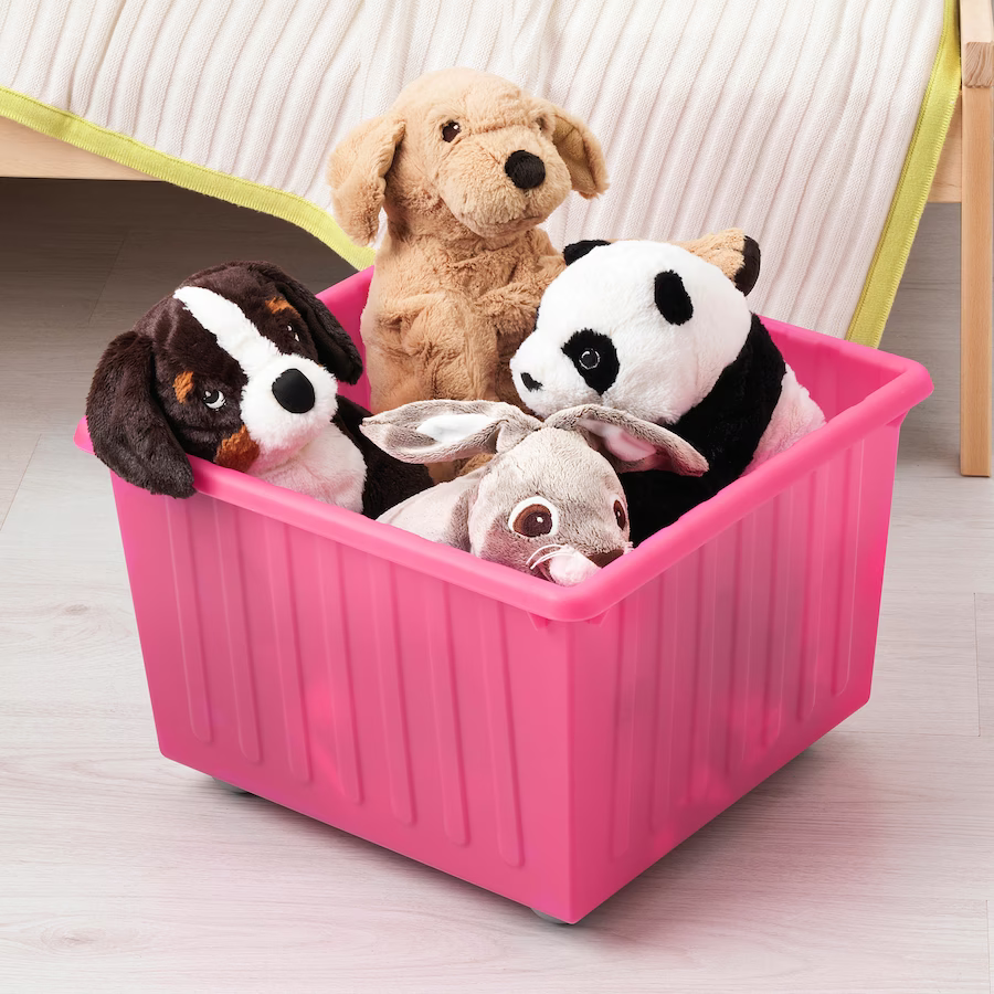 THÙNG NHỰA CÓ BÁNH XE VESSLA IKEA - HỒNG 39x39 cm