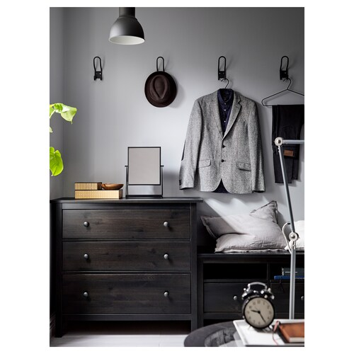 TỦ 3 NGĂN KÉO HEMNES IKEA - NÂU ĐEN 108x96 cm