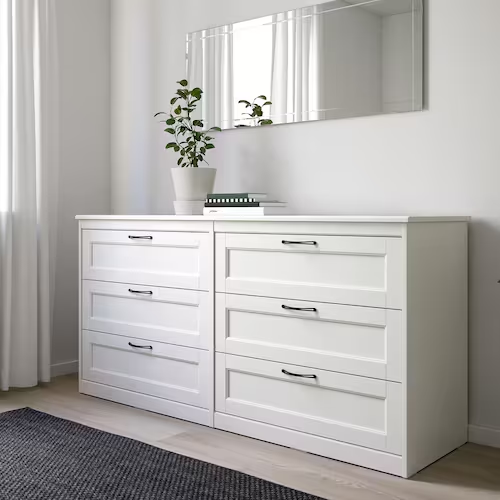 TỦ NGANG 6 NGĂN KÉO SONGESAND IKEA - TRẮNG 161x81 cm