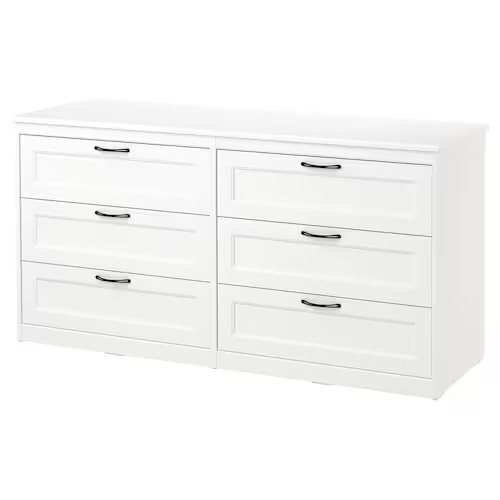 TỦ NGANG 6 NGĂN KÉO SONGESAND IKEA - TRẮNG 161x81 cm