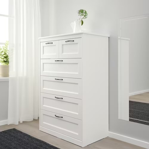 TỦ 6 NGĂN KÉO SONGESAND IKEA - TRẮNG 82x126 cm