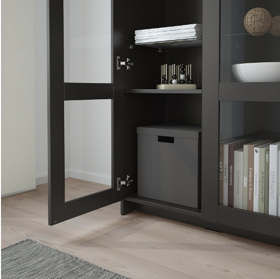 TỦ CÓ CỬA KÍNH BRIMNES IKEA - ĐEN 78x95 cm