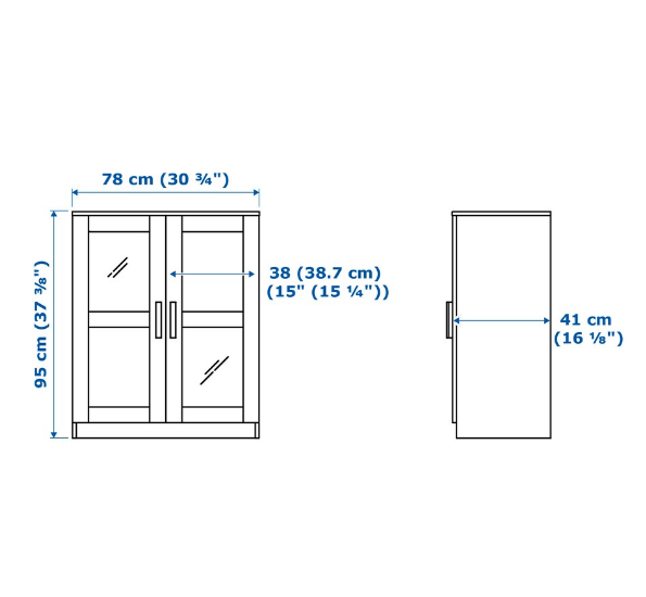 TỦ CÓ CỬA KÍNH BRIMNES IKEA - ĐEN 78x95 cm
