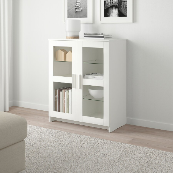 TỦ CÓ CỬA KÍNH BRIMNES IKEA - TRẮNG 78x95 cm