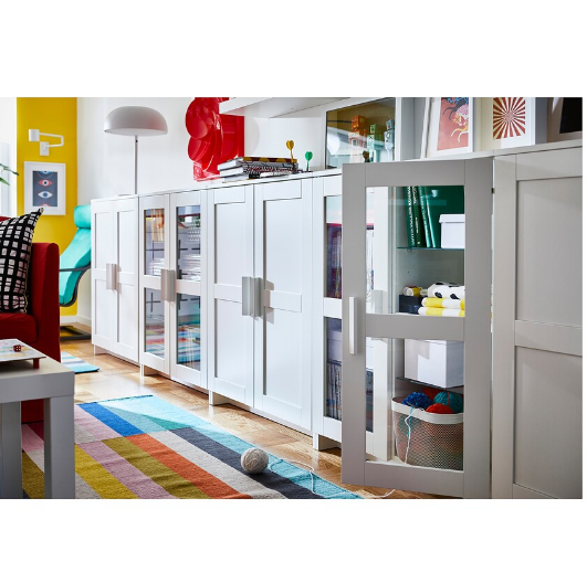 TỦ CÓ CỬA KÍNH BRIMNES IKEA - TRẮNG 78x95 cm