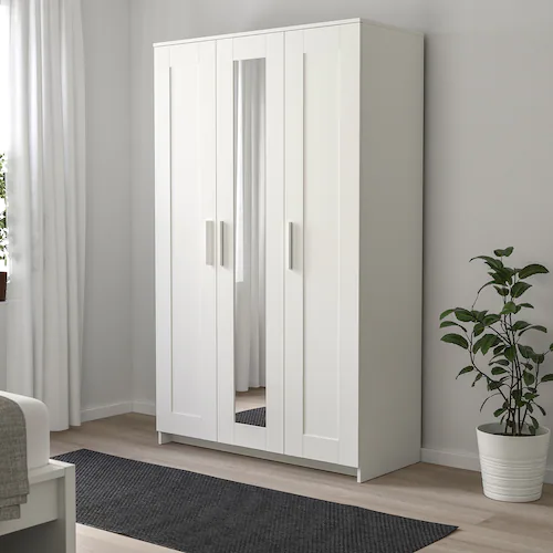 TỦ QUẦN ÁO 3 CÁNH CÓ GƯƠNG BRIMNES IKEA - TRẮNG 117x190 cm
