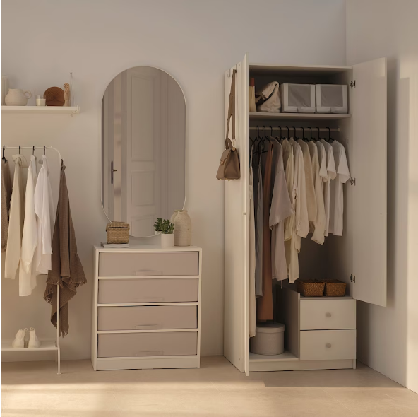 TỦ QUẦN ÁO 2 CÁNH 2 NGĂN KÉO BRUKSVARA IKEA - TRẮNG 79x57x201 cm