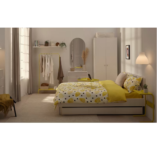 TỦ QUẦN ÁO 2 CÁNH 2 NGĂN KÉO BRUKSVARA IKEA - TRẮNG 79x57x201 cm