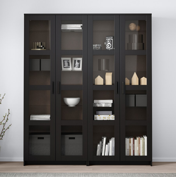 TỦ LƯU TRỮ CÁNH KÍNH BRIMNES IKEA - ĐEN 160x35x190 cm