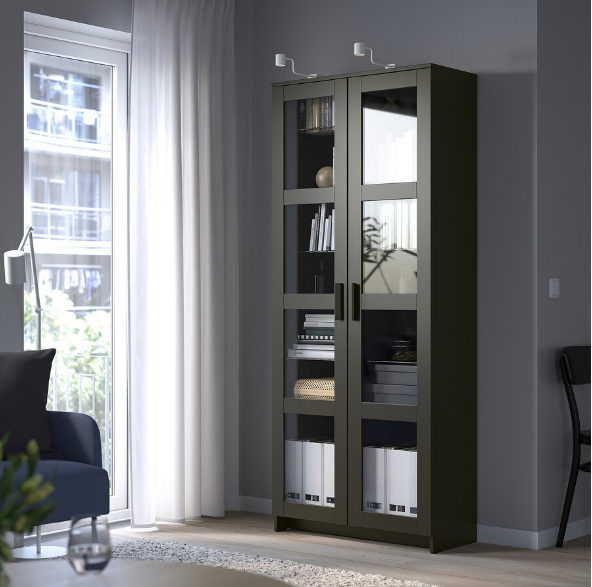 TỦ CÁNH KÍNH BRIMNES IKEA - ĐEN 80x190 cm