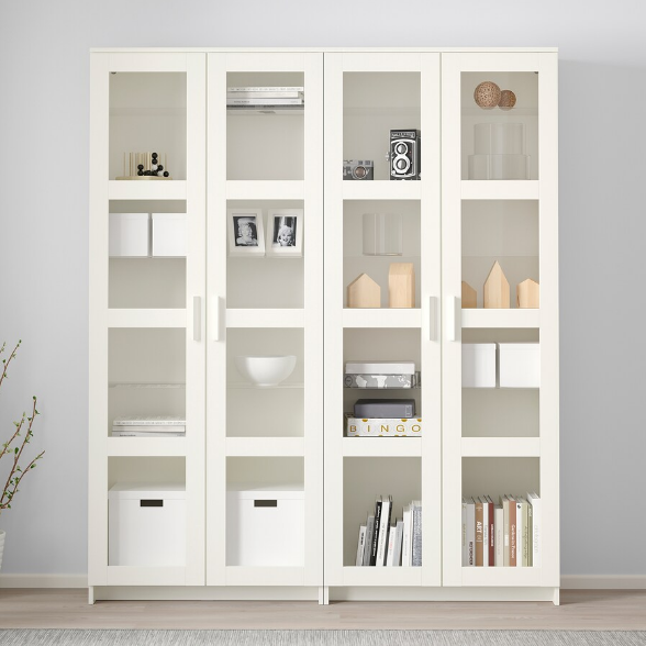 TỦ LƯU TRỮ CÁNH KÍNH BRIMNES IKEA - TRẮNG 160x35x190 cm